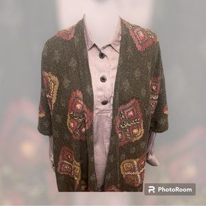 Aratta Silent Journey embroidered and beaded wool-blend kimono. One size